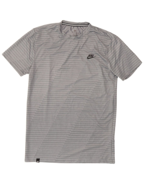 T-shirt Nike da uomo dal taglio atletico, top in poliestere gessato grigio medio