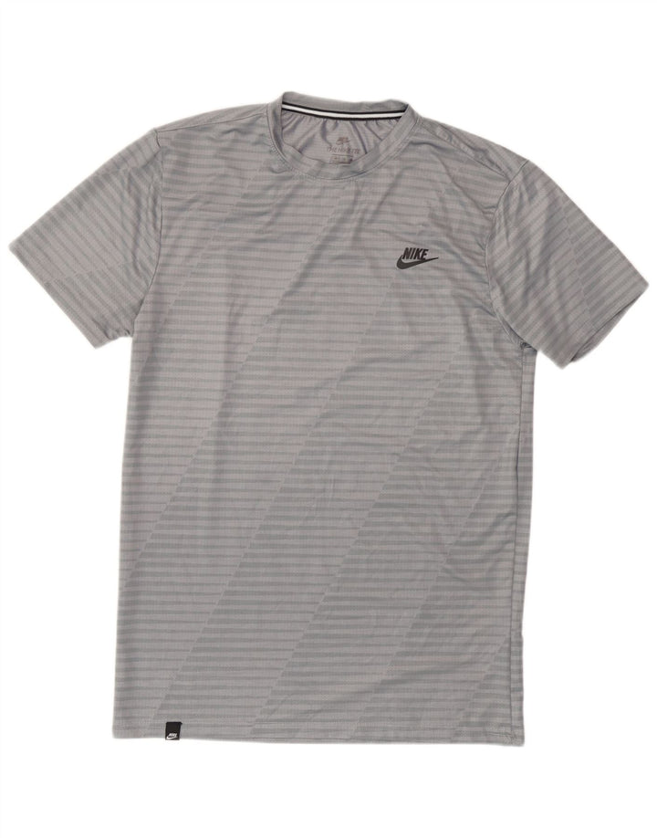T-shirt Nike da uomo dal taglio atletico, top in poliestere gessato grigio medio