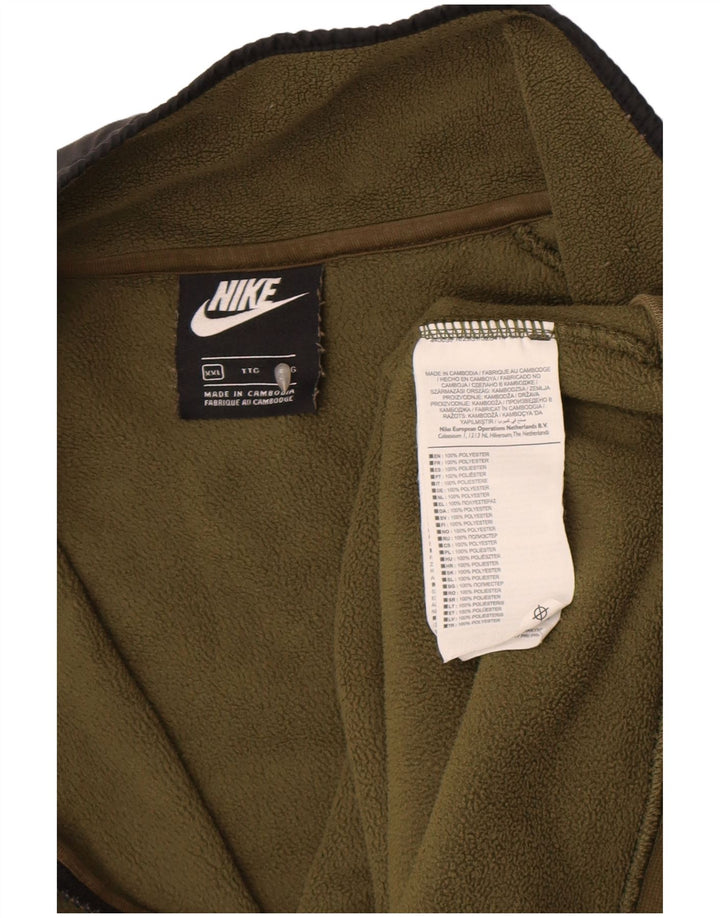 Maglione in pile Nike da uomo con zip e collo 2XL poliestere color block kaki