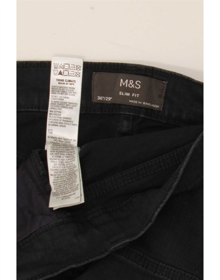 Jeans slim da uomo Marks & Spencer W36 L29 cotone nero