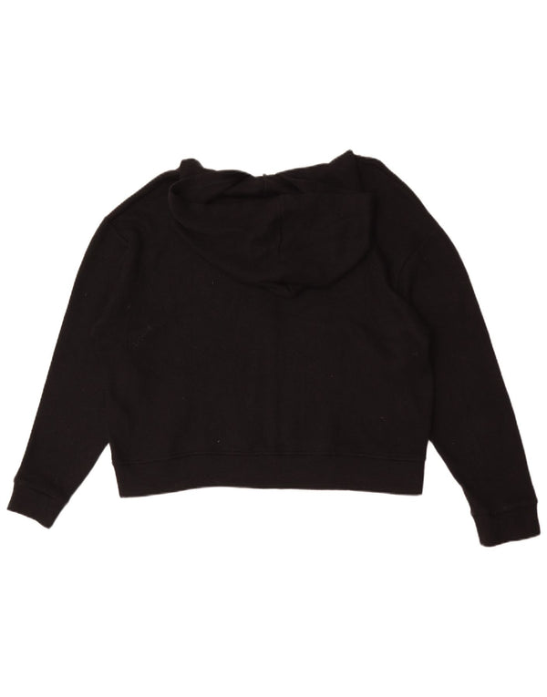 Maglione corto con cappuccio e zip da donna Zara UK 16 grande viscosa nera