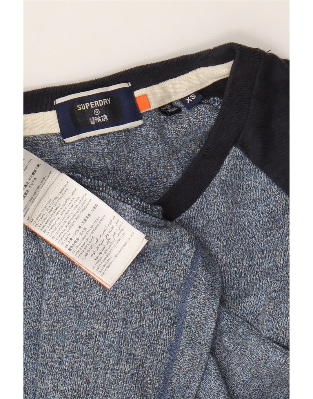 Maglia da uomo a maniche lunghe Superdry XS blu in cotone color block