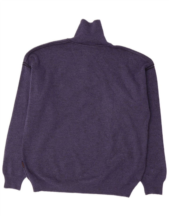 Maglione da uomo con zip e collo Il Granchio in lana blu navy media