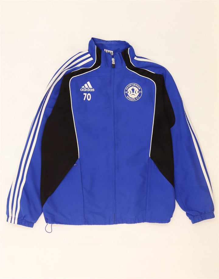 Giacca da ginnastica grafica da uomo Adidas UK 38/40 Colorblock blu medio