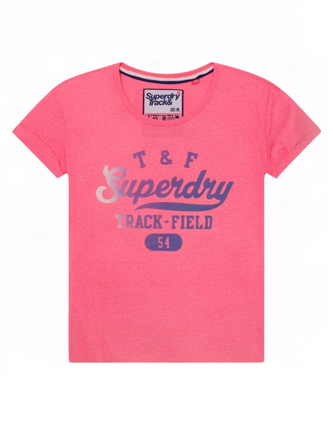 T-shirt grafica da donna Superdry Top UK 14 Poliestere screziato rosa medio