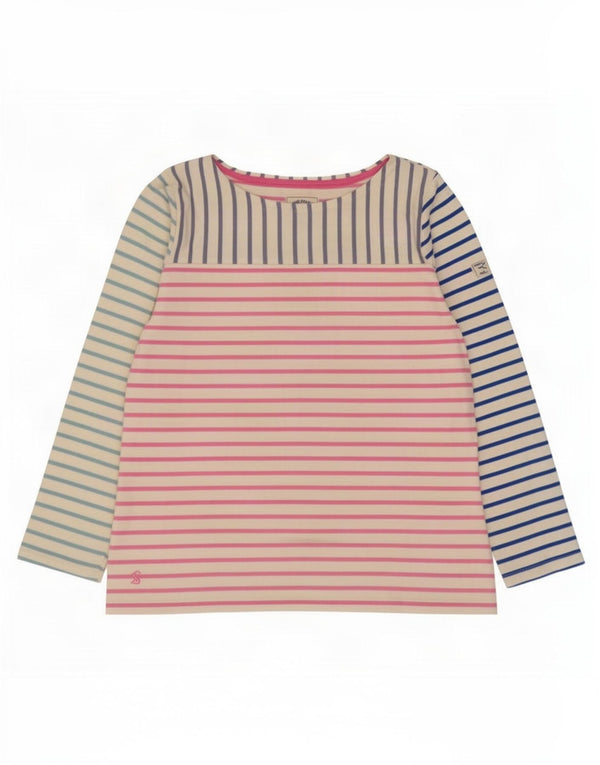 Joules Top da donna a maniche lunghe UK 14 Grande cotone a righe multicolori