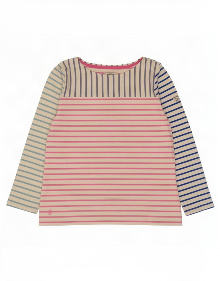Joules Top da donna a maniche lunghe UK 14 Grande cotone a righe multicolori