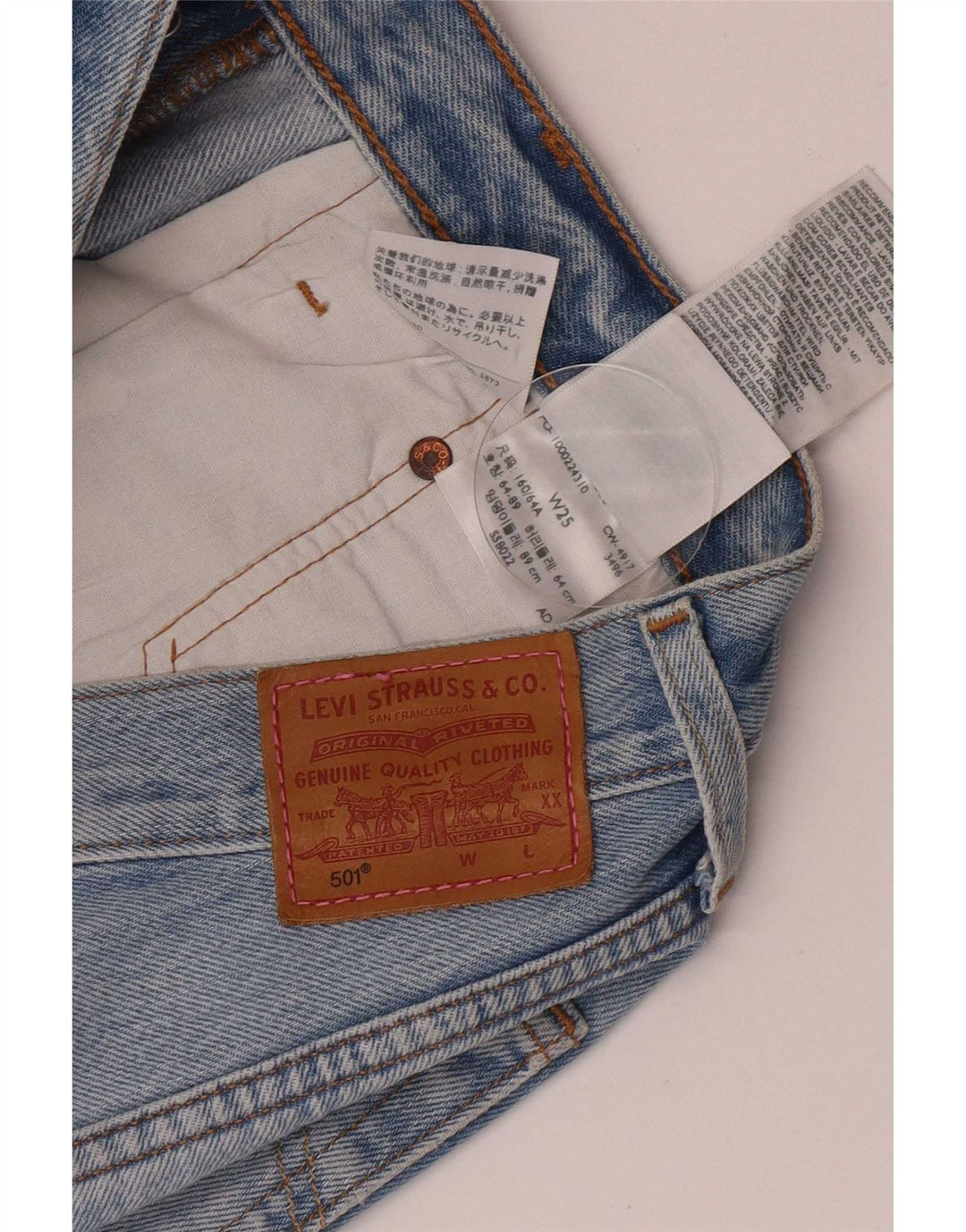 Pantaloni caldi in denim Levi's 501 da donna W25 piccoli in cotone blu