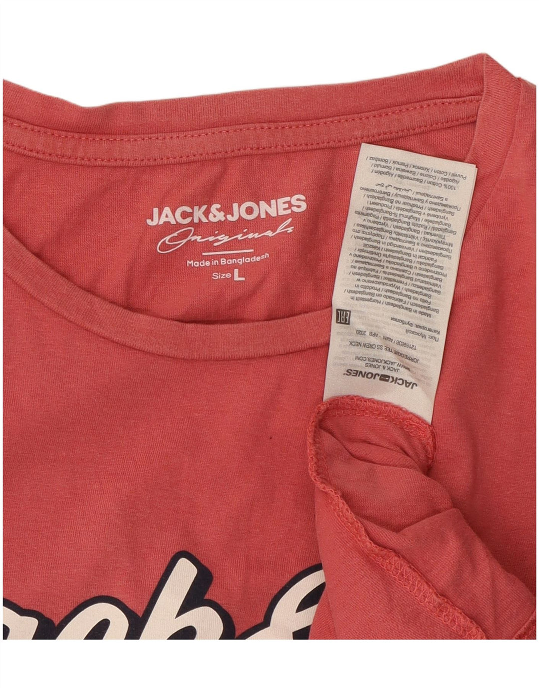 Jack & Jones T-shirt grafica da uomo grande in cotone rosa