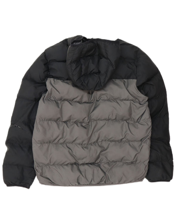 Adidas Boys Hooded Padded Jacket 13-14 Years Grey Colourblock