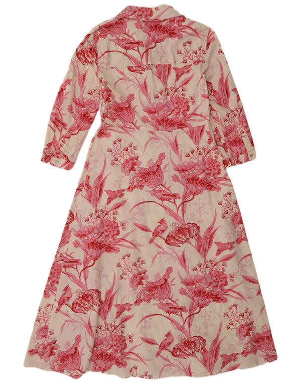 Abito chemisier con maniche a 3/4 da donna Zara UK 12 bianco medio floreale