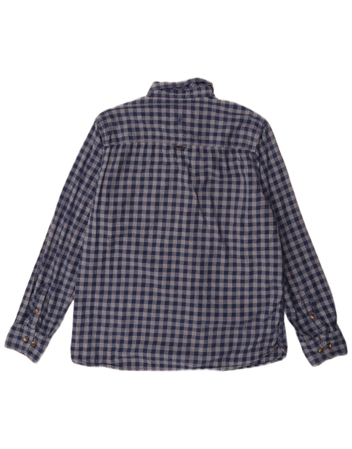 Fat Face Camicia da uomo in flanella dal taglio classico, grande in cotone a quadretti blu