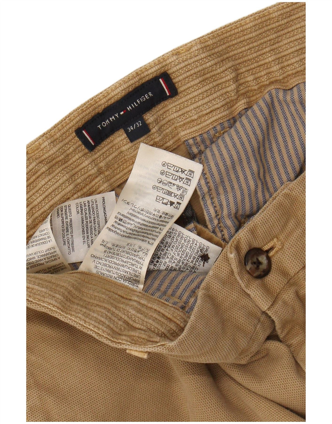 TOMMY HILFIGER Pantaloni chino slim da uomo W34 L28 Cotone beige