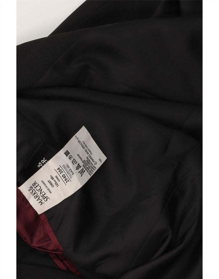 Giacca blazer a 3 bottoni Marks & Spencer da uomo UK 48 2XL poliestere nero