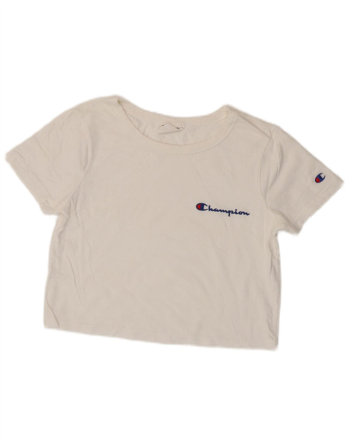 CHAMPION T-shirt oversize corta Heritage da donna UK 6 XS Bianca