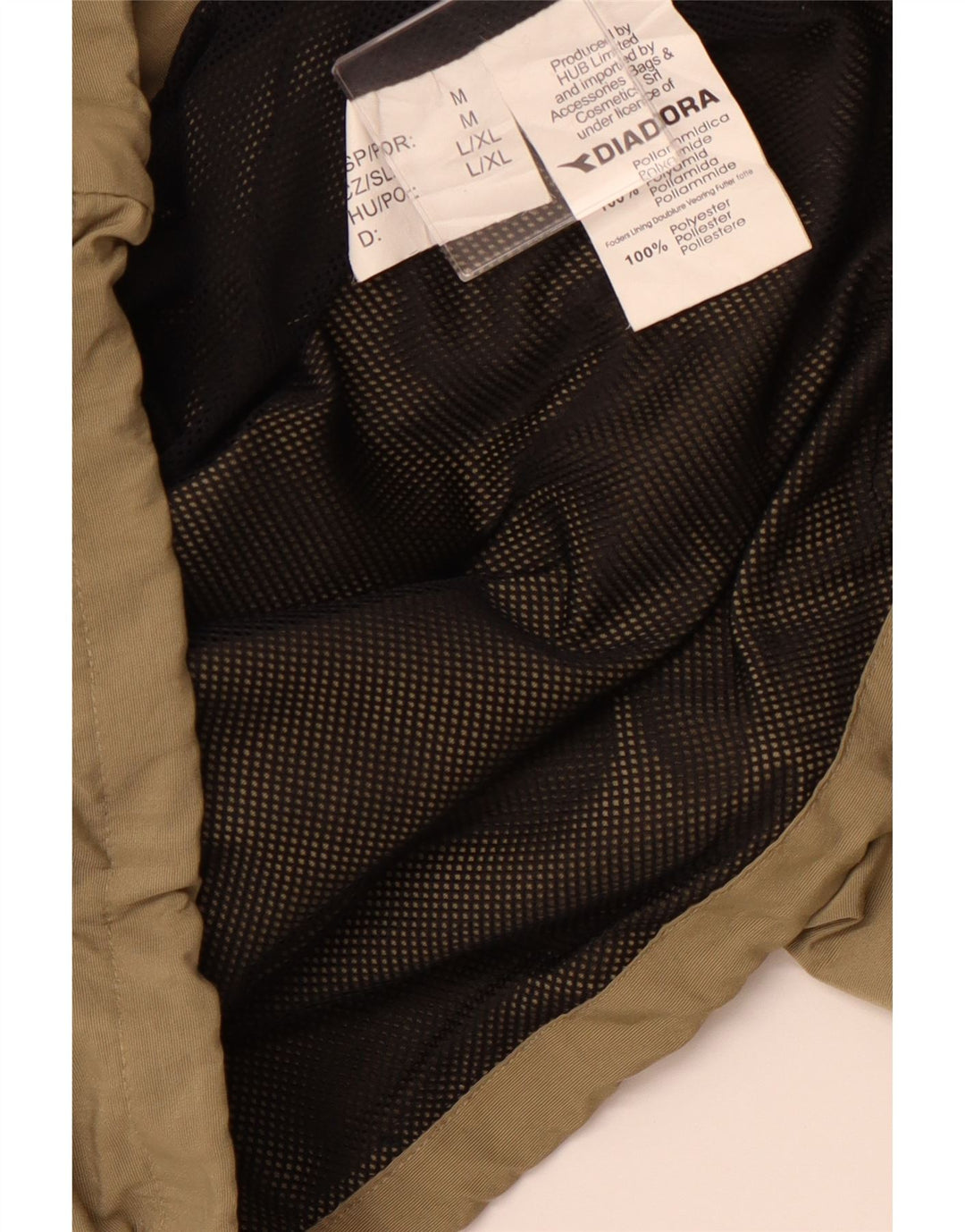 DIADORA Giacca antipioggia da uomo con cappuccio UK 40 Large Beige Poliammide