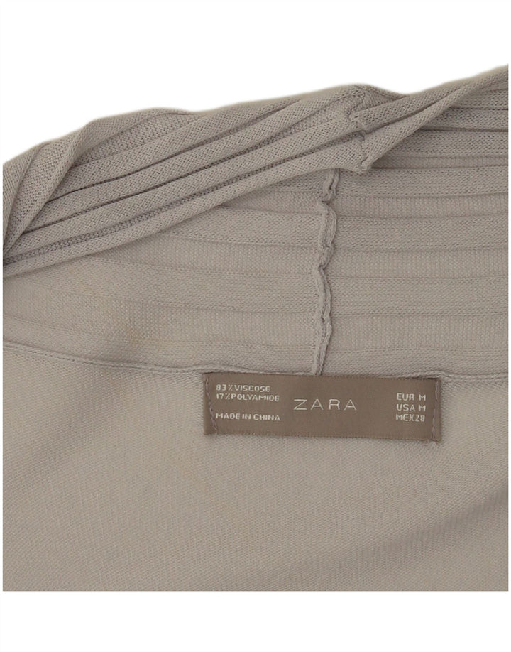Top cardigan trasparente da donna Zara con linea lunga UK 12 Viscosa grigio medio