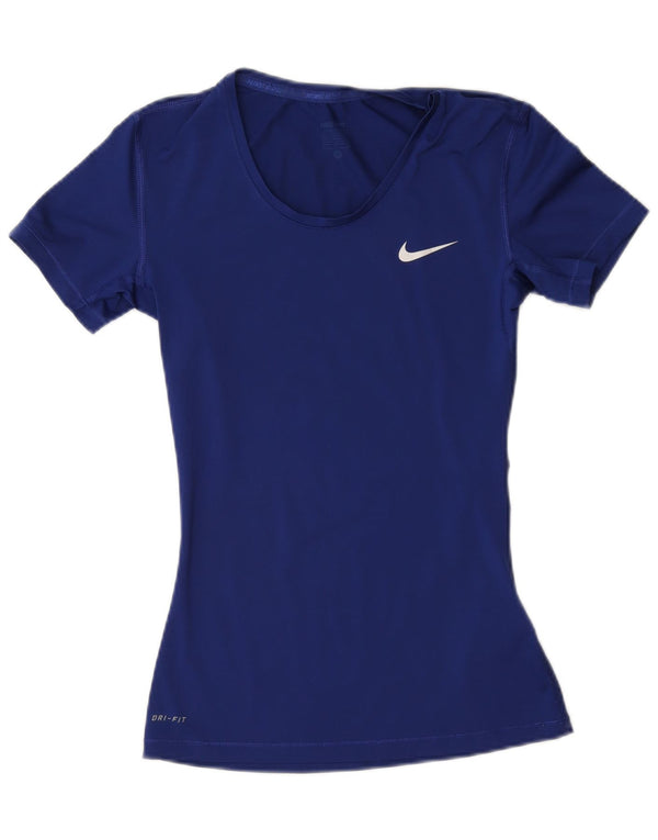 T-shirt Nike Dri Fit da donna, taglia UK 10, piccola, in poliestere blu navy