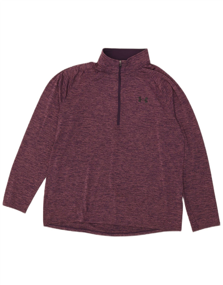 Maglia da ginnastica Under Armour da donna con collo e zip UK 18 XL Viola screziato
