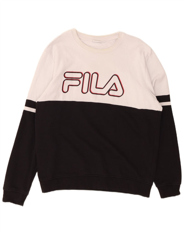 FILA Felpa grafica da uomo Maglione grande in cotone color block nero
