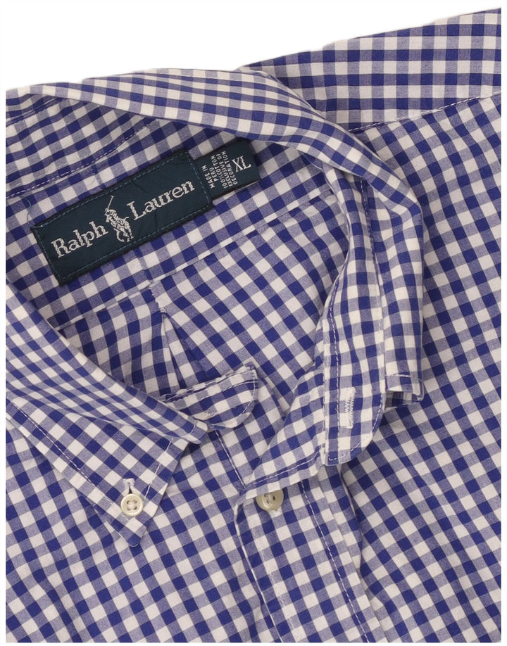 Camicia da uomo Ralph Lauren XL in cotone a quadretti blu