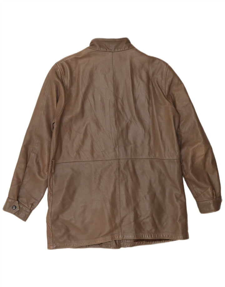 Giacca in pelle da donna Cristiano Di Thiene UK 14 Pelle marrone medio