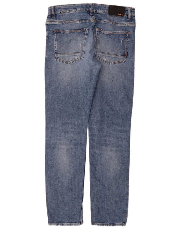 Jeans slim invecchiati da uomo Hugo Boss W32 L32 cotone blu