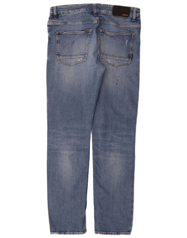 Jeans slim invecchiati da uomo Hugo Boss W32 L32 cotone blu