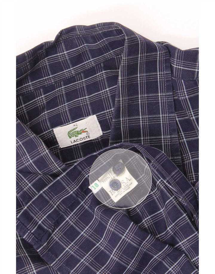 Camicia da uomo Lacoste taglia 42 grande cotone a quadri blu navy