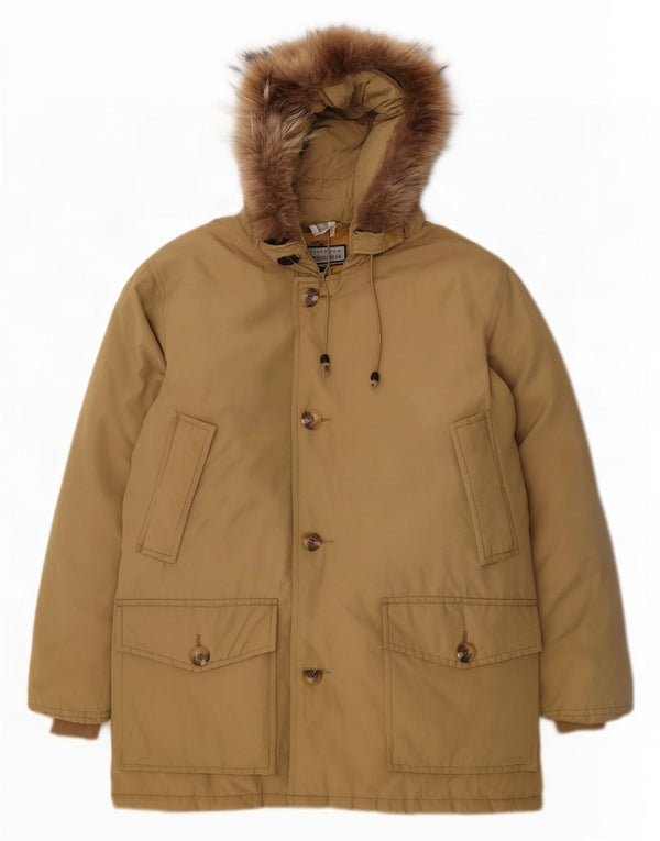 Giacca parka imbottita con cappuccio da uomo Rifle UK 36 Small Beige