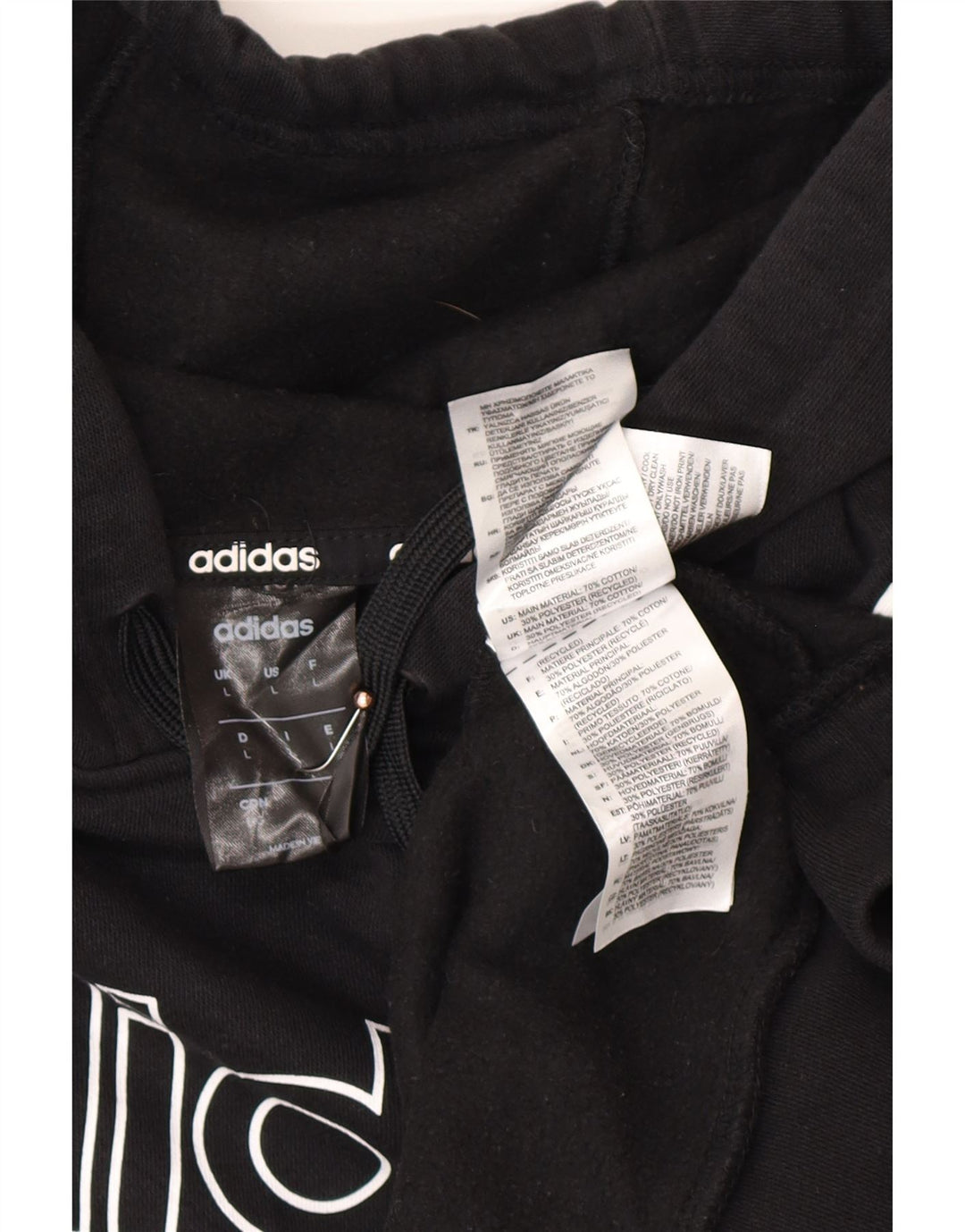 Maglione con cappuccio grafico da uomo ADIDAS grande in cotone nero