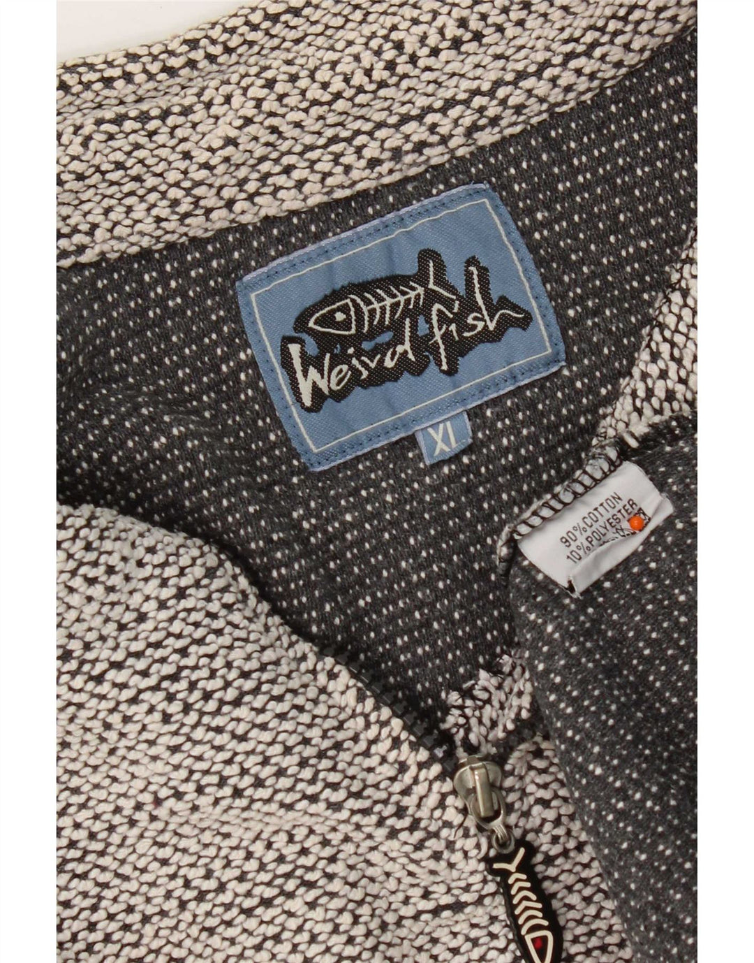 Felpa da uomo con zip a 1/4 Weird Fish, maglione XL, cotone chiazzato grigio