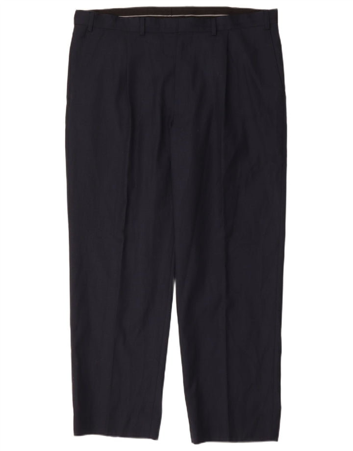 Pantaloni chino con pegging da uomo Marks & Spencer W38 L29 lana blu navy