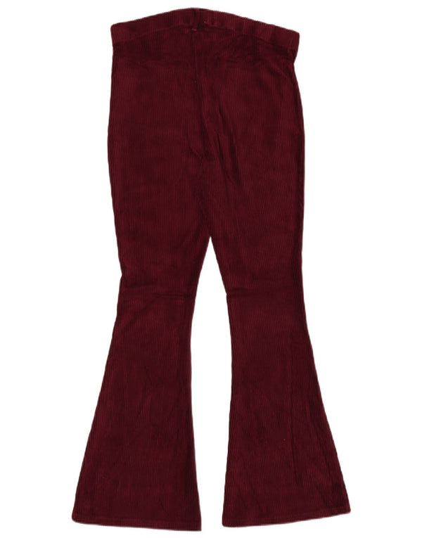 Topshop Womens High Waist Corduroy Trousers UK 12 Medium W30 L30 Burgundy