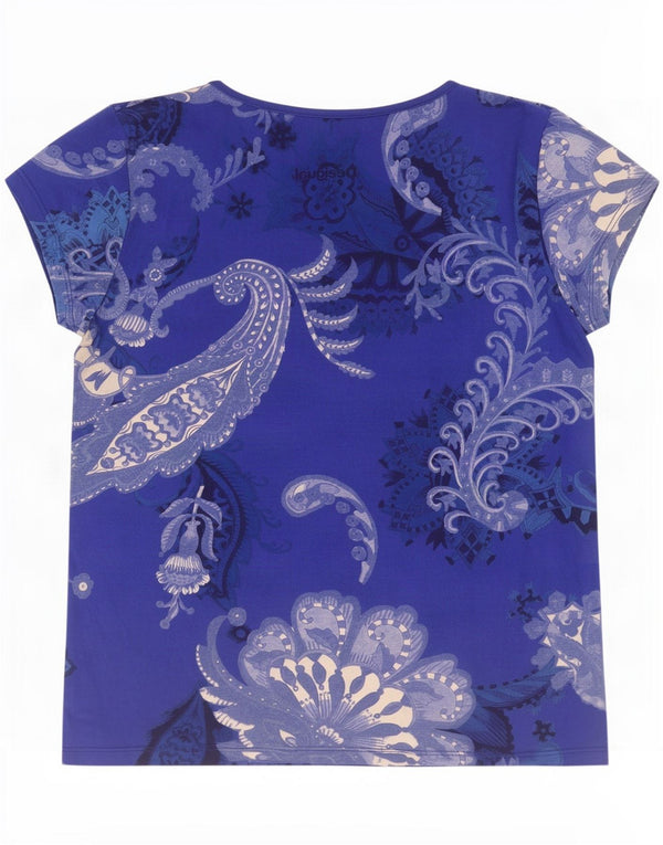 Desigual T-shirt da donna Top UK 18 XL Blu Paisley