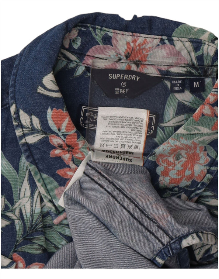 Camicia a maniche corte da uomo SUPERDRY in viscosa floreale blu navy medio