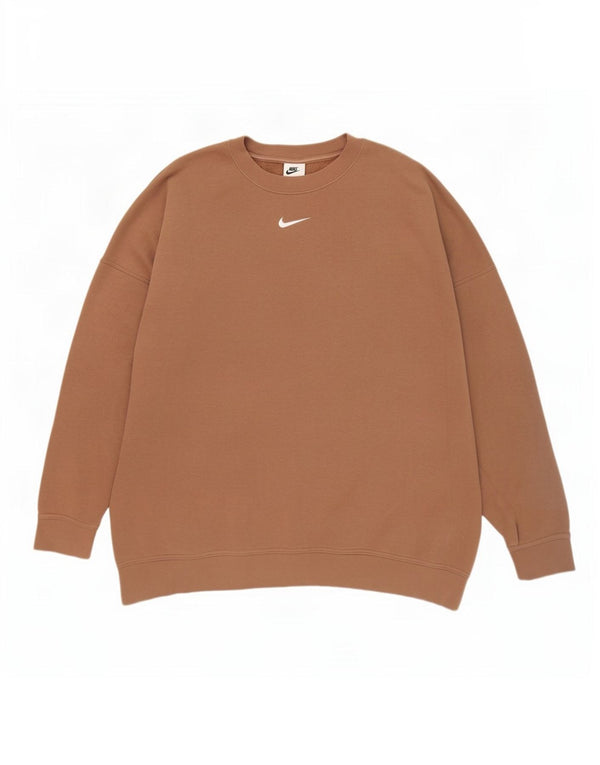Felpa oversize da donna Nike maglione UK 16 grande cotone marrone