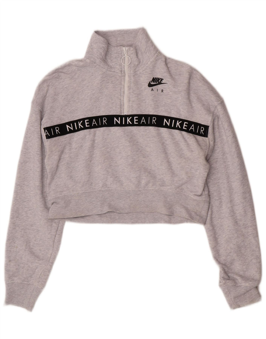 Felpa con grafica corta Nike da donna UK 10 Small Grey Flecked