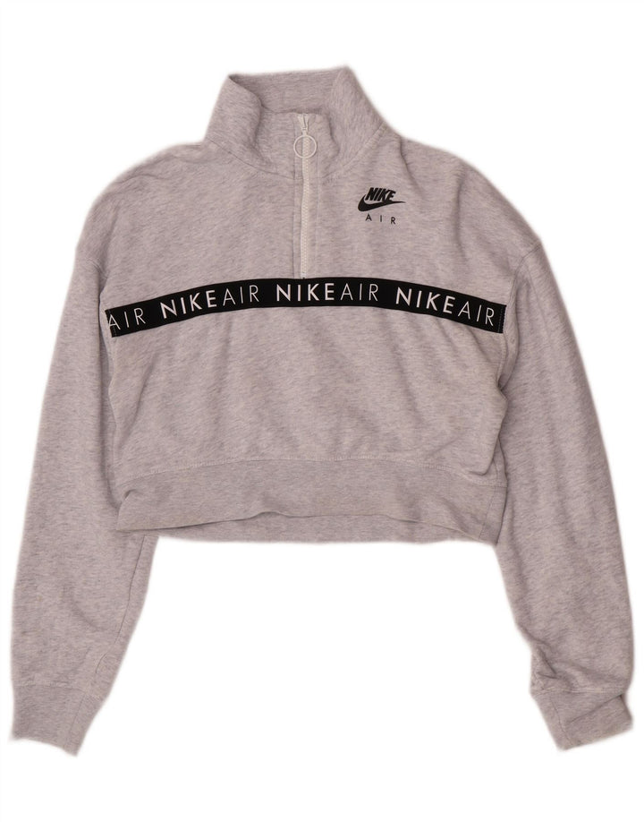 Felpa con grafica corta Nike da donna UK 10 Small Grey Flecked