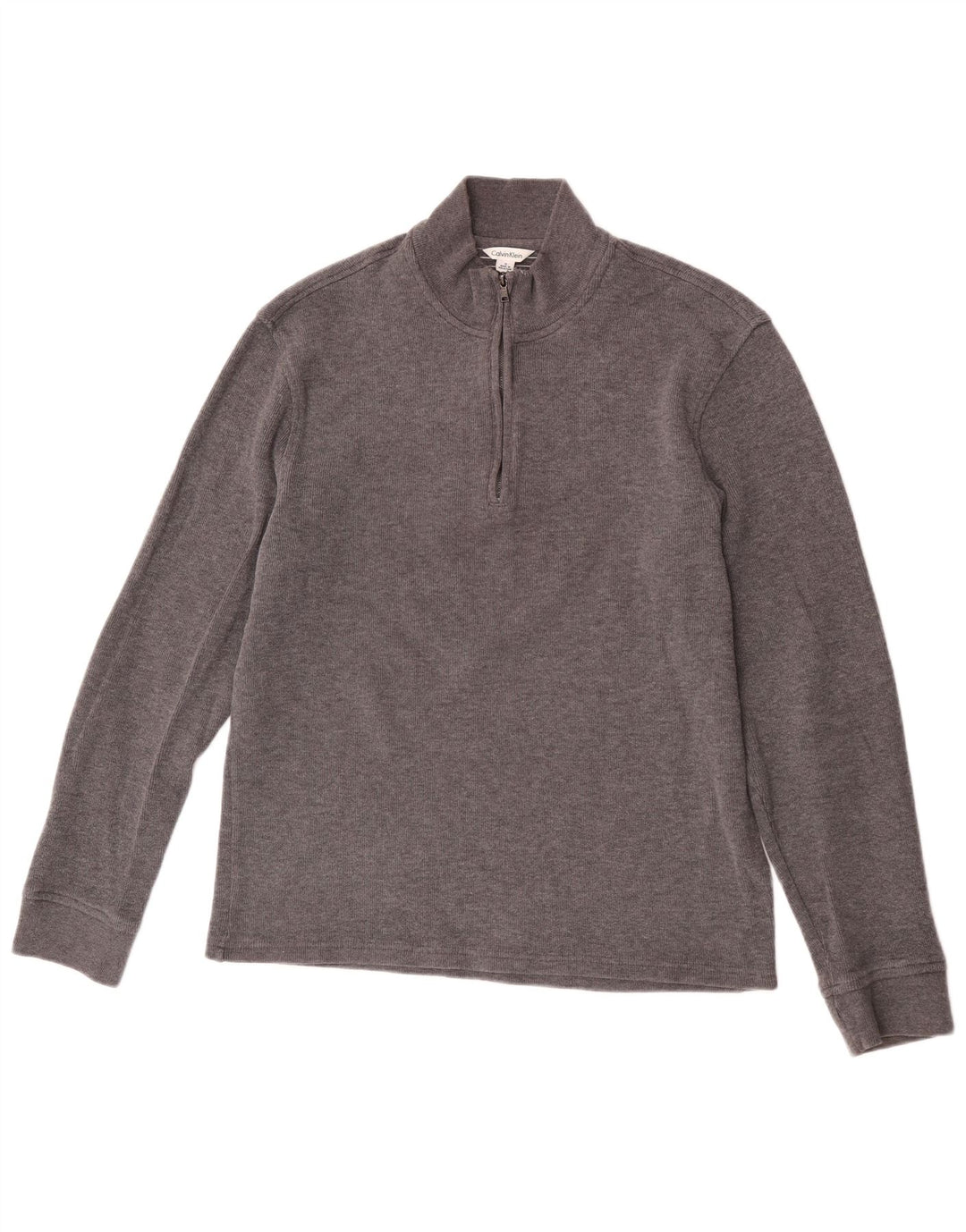Felpa da uomo con collo con zip Calvin Klein, maglione piccolo in cotone grigio