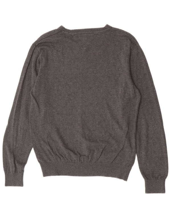 Maglione maglione con scollo a V da uomo Tommy Hilfiger in cotone grigio medio