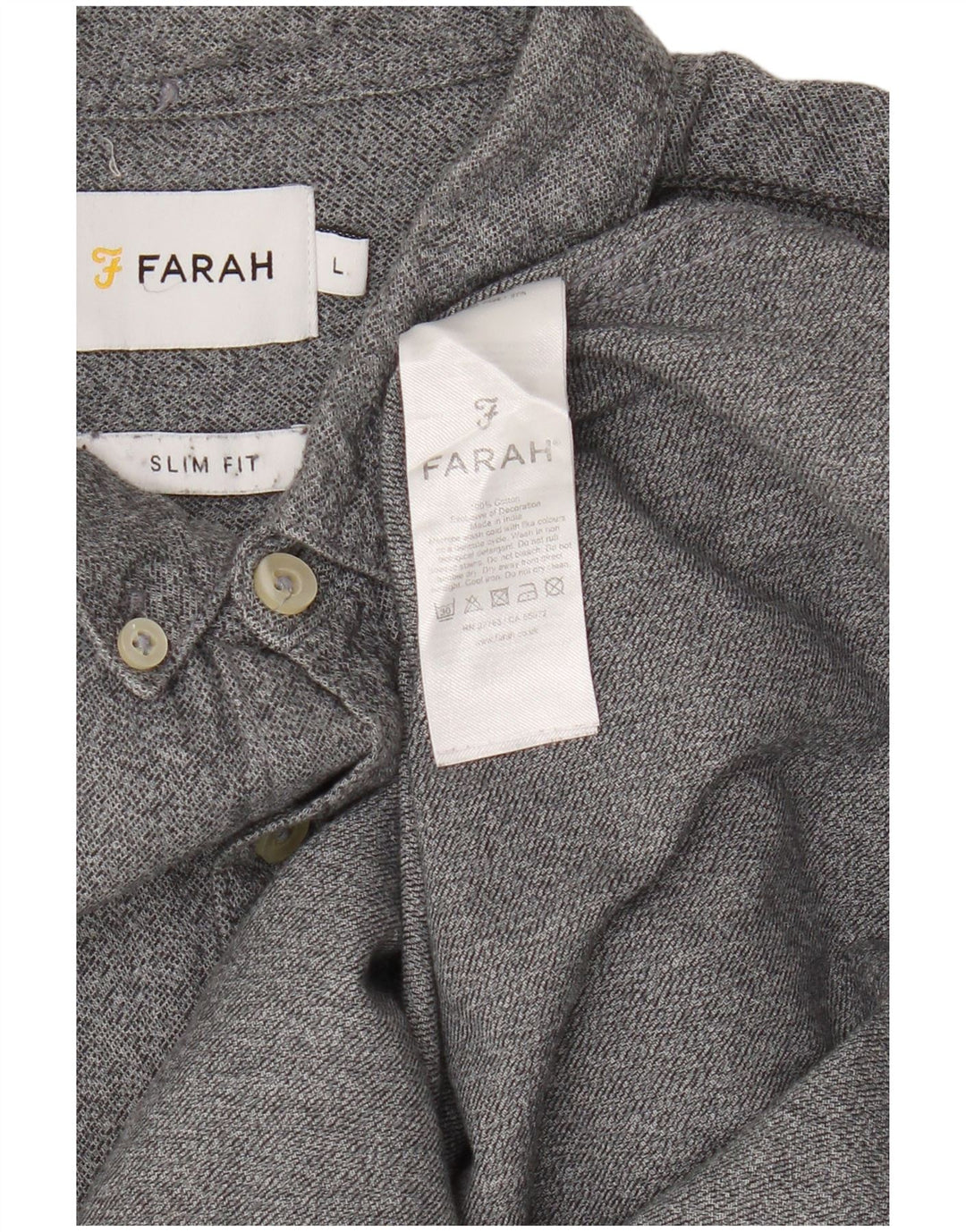 Camicia Slim Fit da Uomo Farah Large in Cotone Grigio