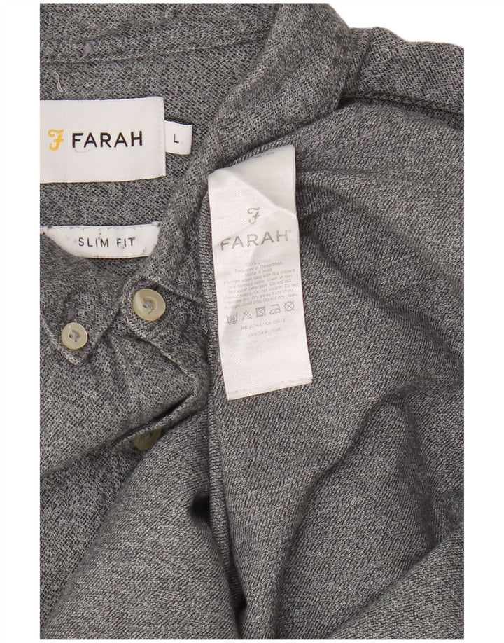 Camicia Slim Fit da Uomo Farah Large in Cotone Grigio