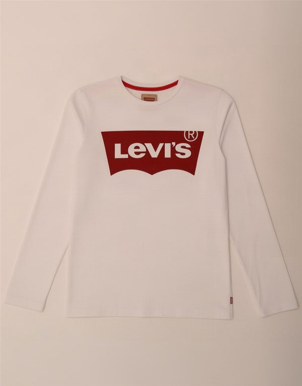 Levi's Maglietta grafica da bambino a maniche lunghe 15-16 anni in cotone bianco