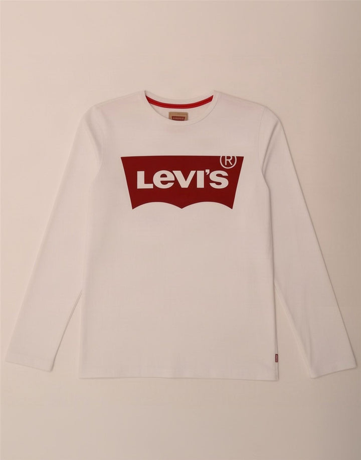 Levi's Maglietta grafica da bambino a maniche lunghe 15-16 anni in cotone bianco