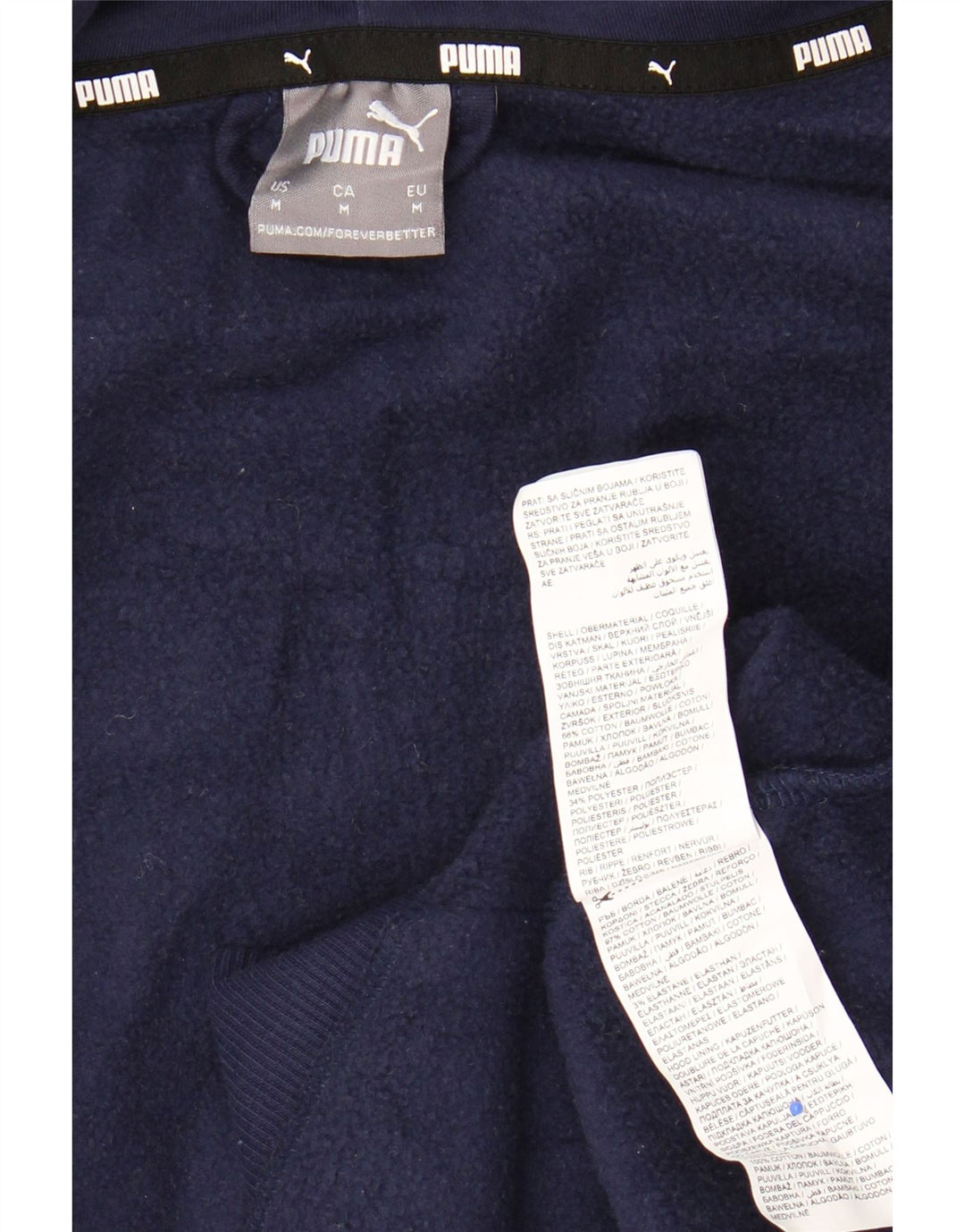 Felpa con cappuccio e zip da uomo PUMA in cotone blu navy medio