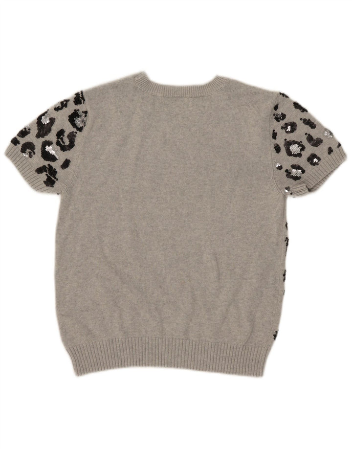 Maglione maglione girocollo corto da donna Marks & Spencer UK 16 grande grigio