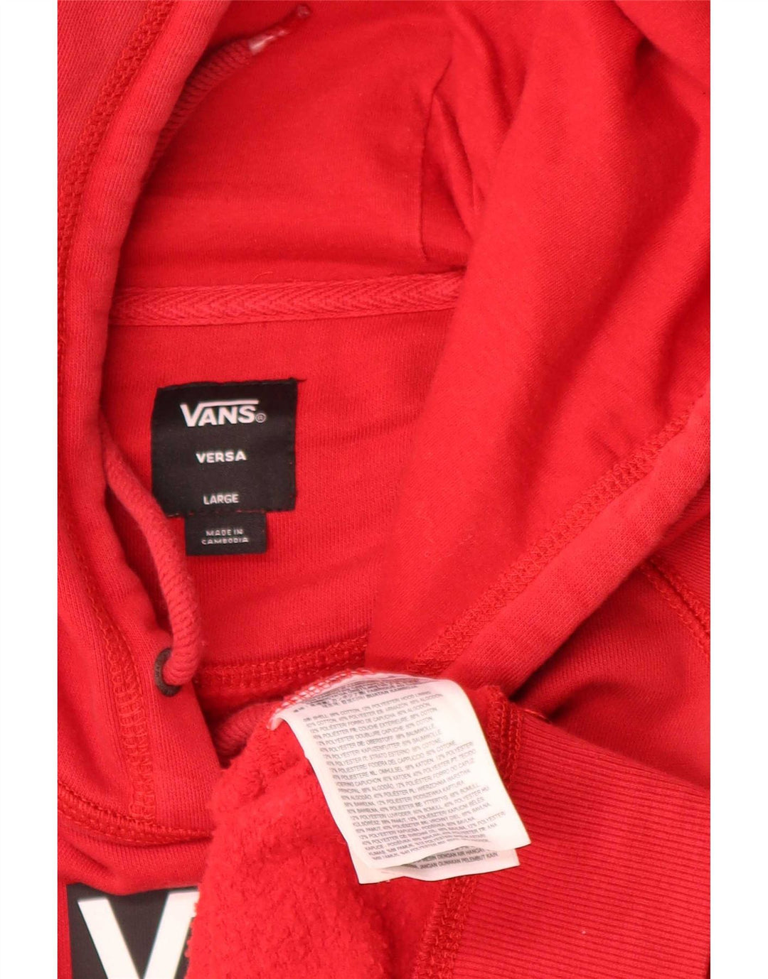Felpa con cappuccio grafica Vans Versa da uomo, grande, in cotone rosso