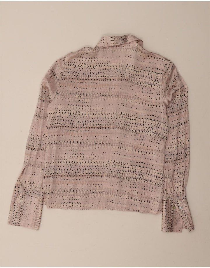 Camicetta camicia da donna Marks & Spencer UK 12 Seta maculata rosa medio