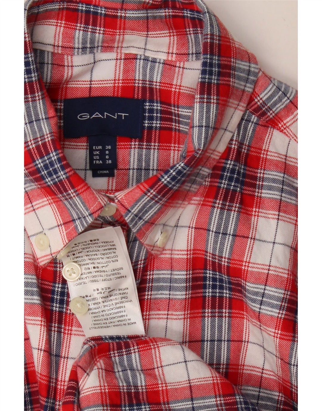 GANT Camicia da donna oversize in flanella lunga UK 8 Piccolo cotone a quadri rossi